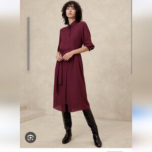 Banana Republic Deep Red Long Sleeve Dress